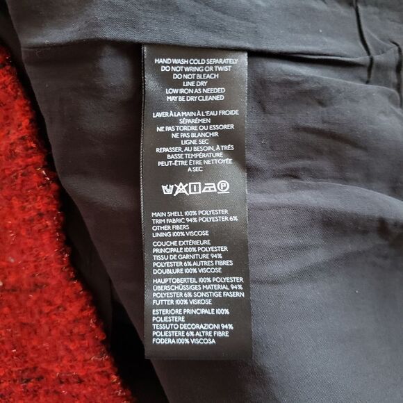 Maeve Bow Square Neck Tweed Strappy Mini Dress Red Black Women's Size Large - Picture 15 of 16